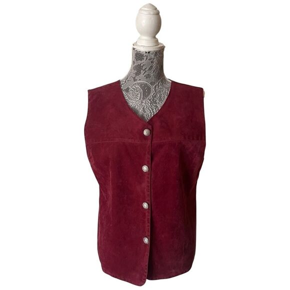 VINTAGE Orvis Faux Suede Vest Burgundy - Picture 1 of 6